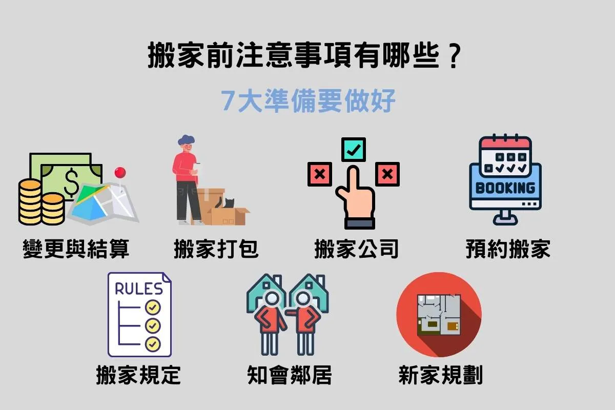 搬家前注意事項有哪些？7大準備要做好